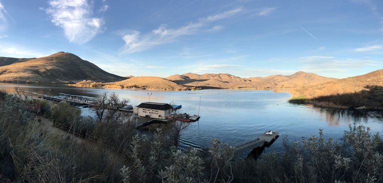 Marina and Mountains at Lake Skinner