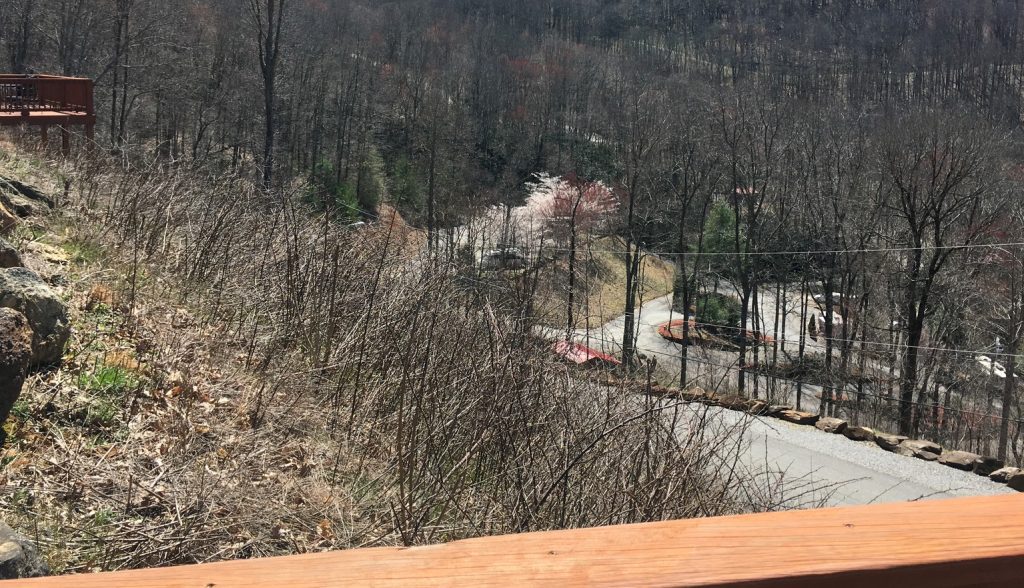 Looking Down at Our Van From the Top of the Mountain